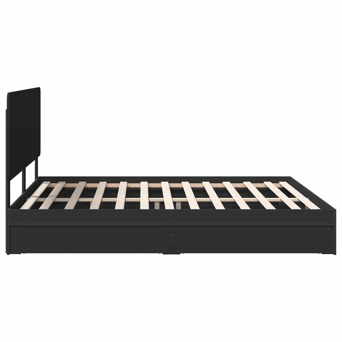 Bedframe met lade met opslag Zwart 200 x 200 cm Bewerkt hout
