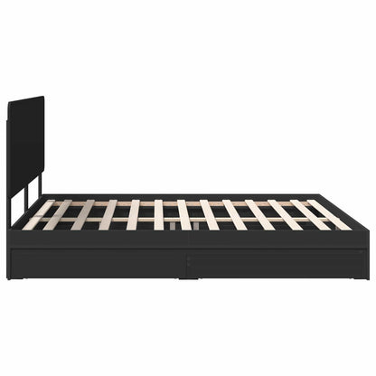 Bedframe met lade met opslag Zwart 200 x 200 cm Bewerkt hout