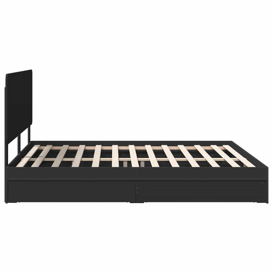 Bedframe met lade met opslag Zwart 200 x 200 cm Bewerkt hout