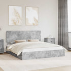 Bed met opbergruimte 200x200 cm beton grijs bewerkt hout