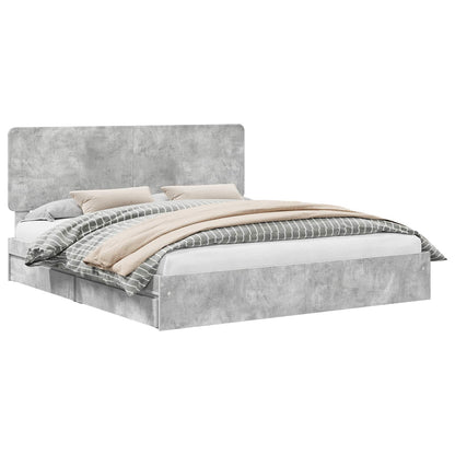 Bedframe met lade Beton Grijs 200 x 200 cm Bewerkt hout