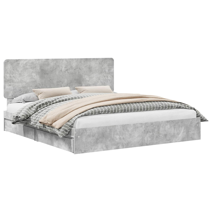 Bedframe met lade Beton Grijs 200 x 200 cm Bewerkt hout