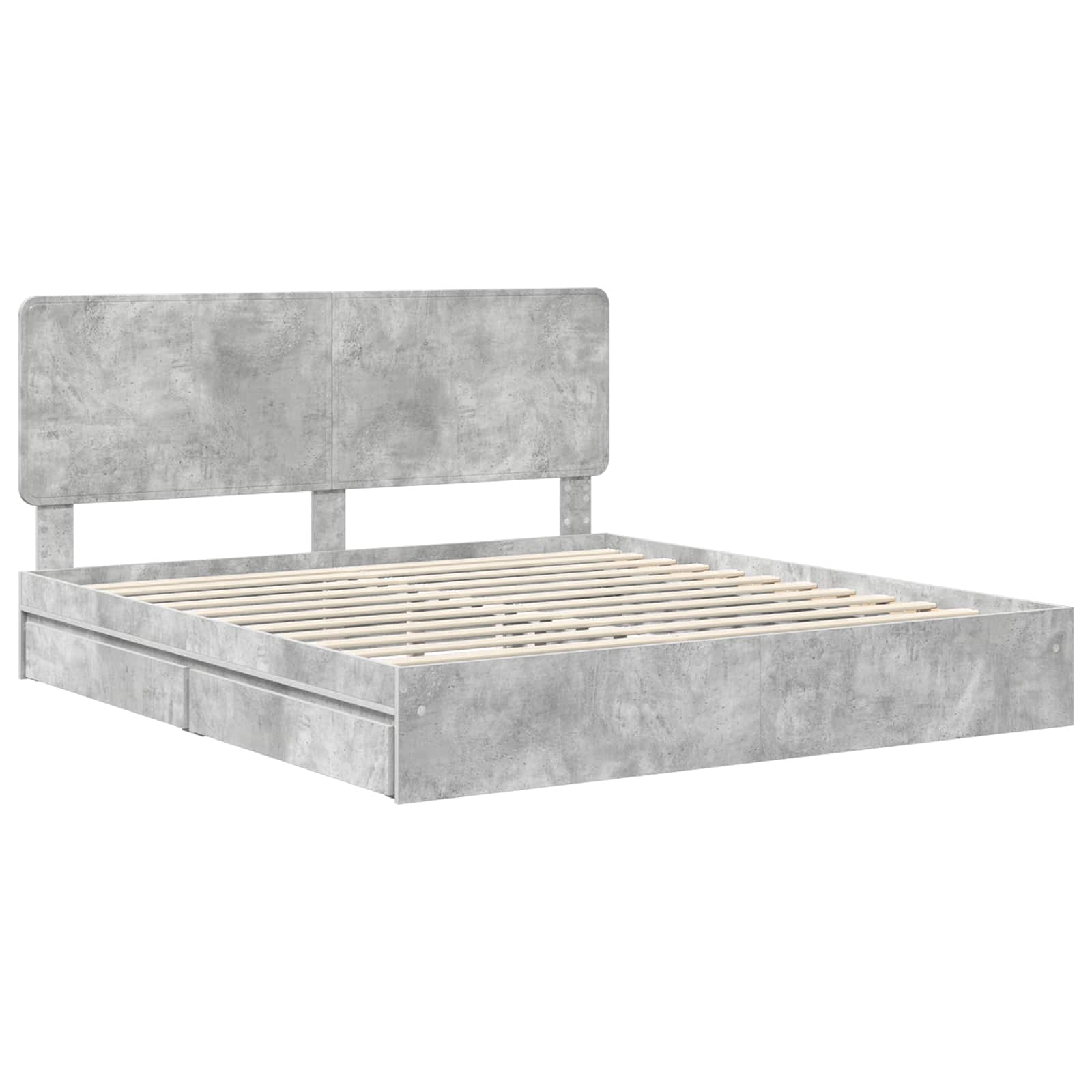 Bedframe met lade Beton Grijs 200 x 200 cm Bewerkt hout