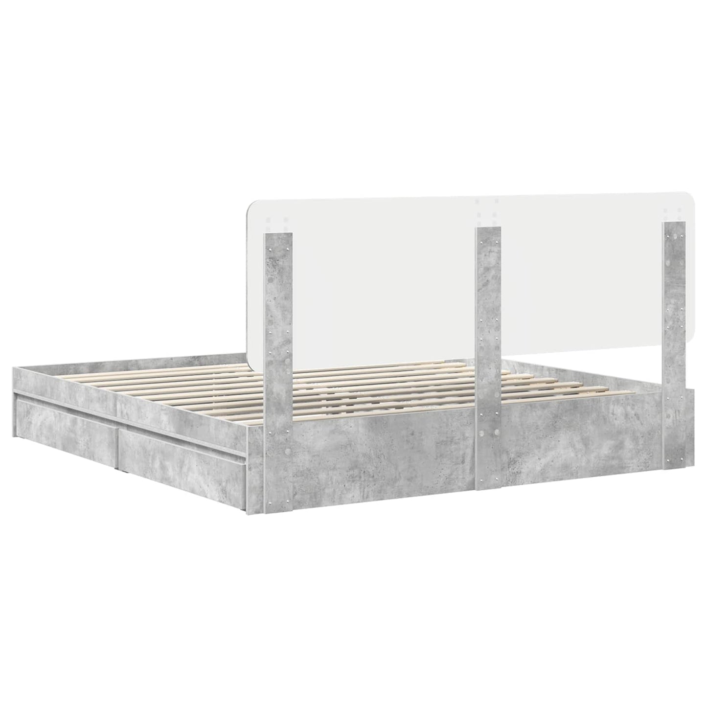 Bedframe met lade Beton Grijs 200 x 200 cm Bewerkt hout