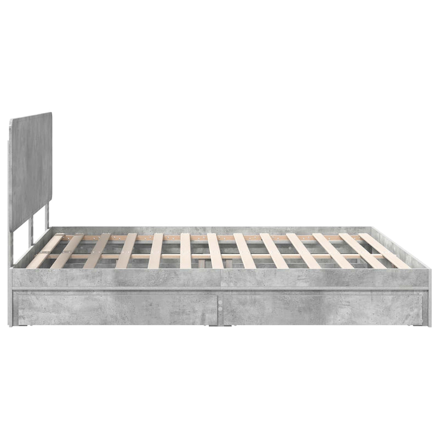 Bedframe met lade Beton Grijs 200 x 200 cm Bewerkt hout