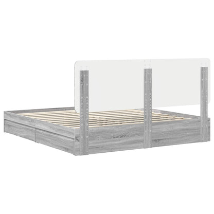 Bedframe met lade Grijs Sonoma 200 x 200 cm Bewerkt hout
