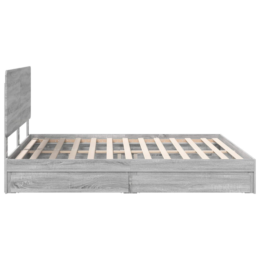 Bedframe met lade Grijs Sonoma 200 x 200 cm Bewerkt hout
