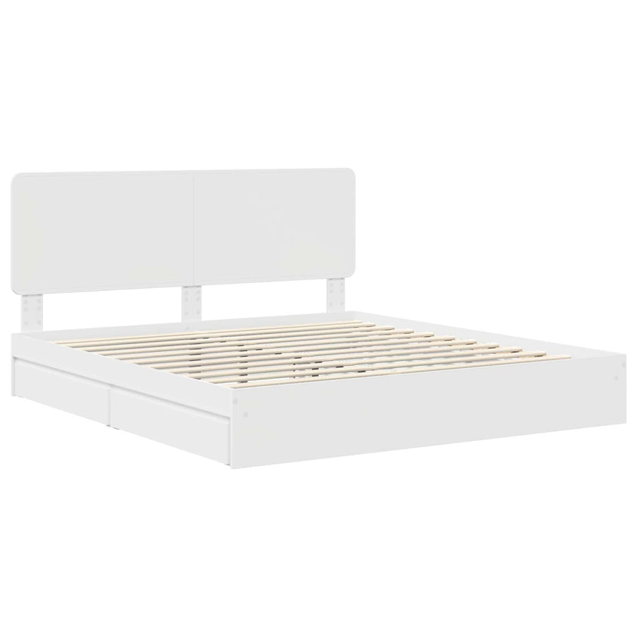 Opslag bed met hoofdeinde Wit 180 x 200 cm Bewerkt hout