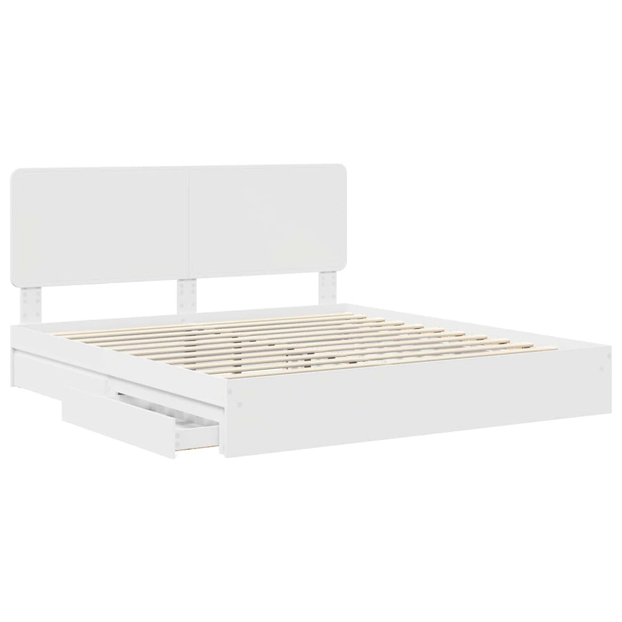 Opslag bed met hoofdeinde Wit 180 x 200 cm Bewerkt hout