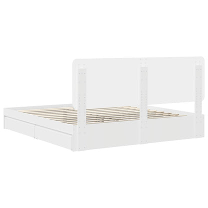 Opslag bed met hoofdeinde Wit 180 x 200 cm Bewerkt hout