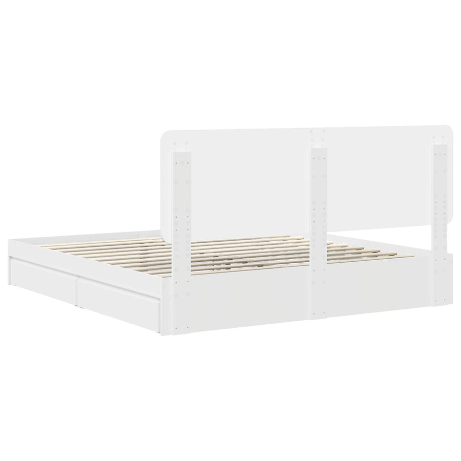 Opslag bed met hoofdeinde Wit 180 x 200 cm Bewerkt hout