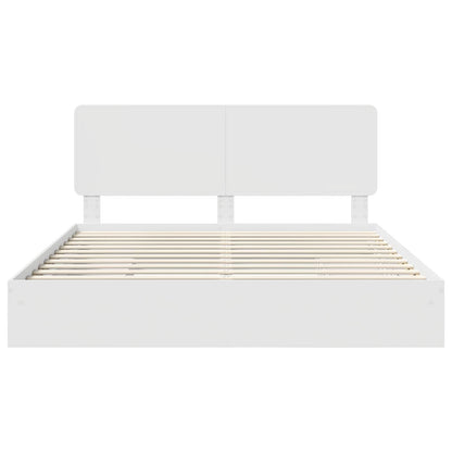 Opslag bed met hoofdeinde Wit 180 x 200 cm Bewerkt hout