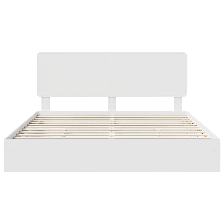 Opslag bed met hoofdeinde Wit 180 x 200 cm Bewerkt hout