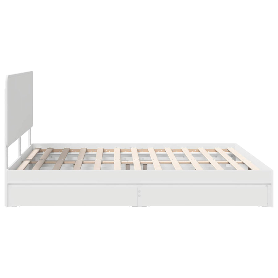 Opslag bed met hoofdeinde Wit 180 x 200 cm Bewerkt hout