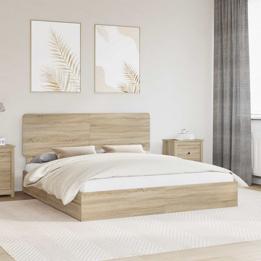 Opslag bed met lade Sonoma Eiken 180 x 200 cm Bewerkt hout