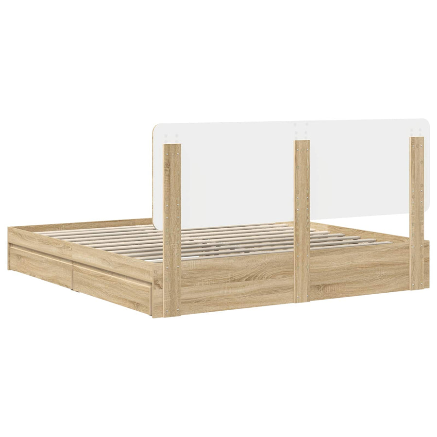 Opslag bed met lade Sonoma Eiken 180 x 200 cm Bewerkt hout