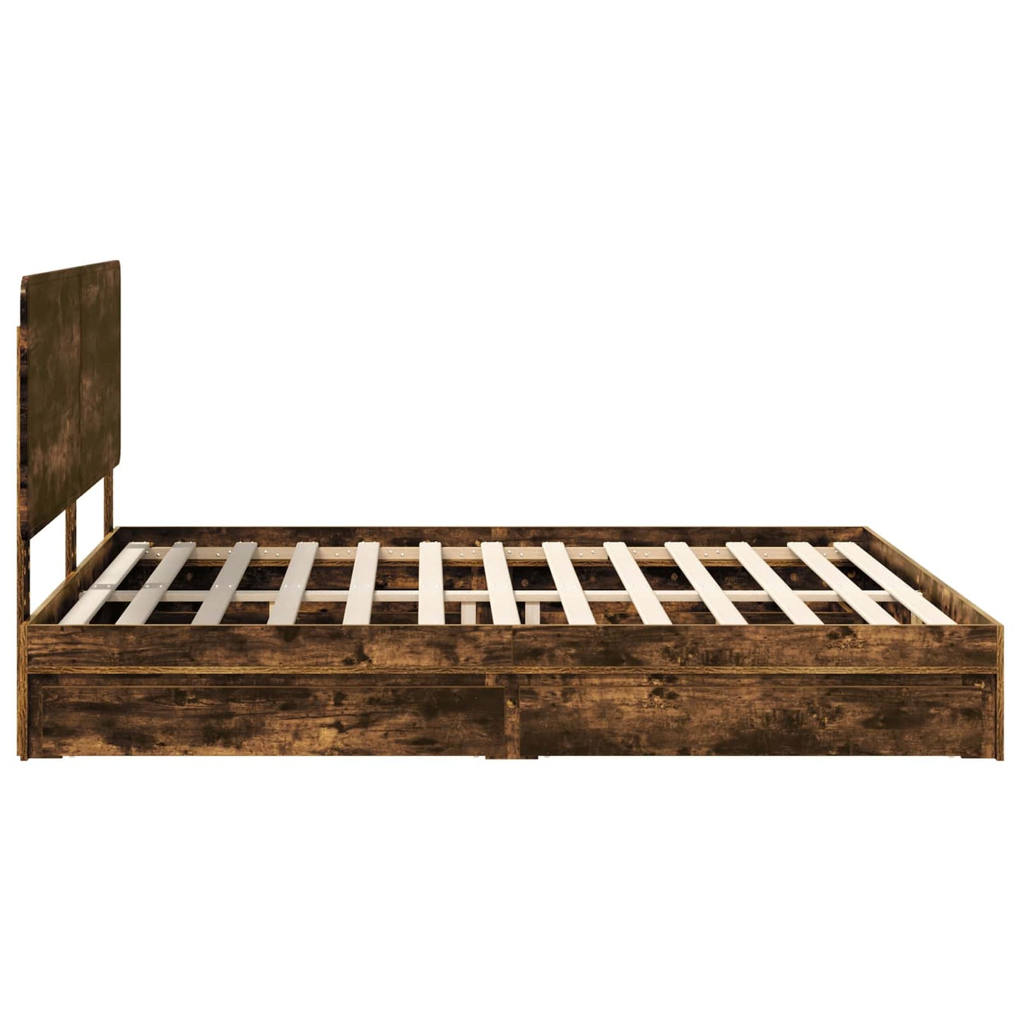 Opslag bed met lade Gerookt eiken 180 x 200 cm Bewerkt hout