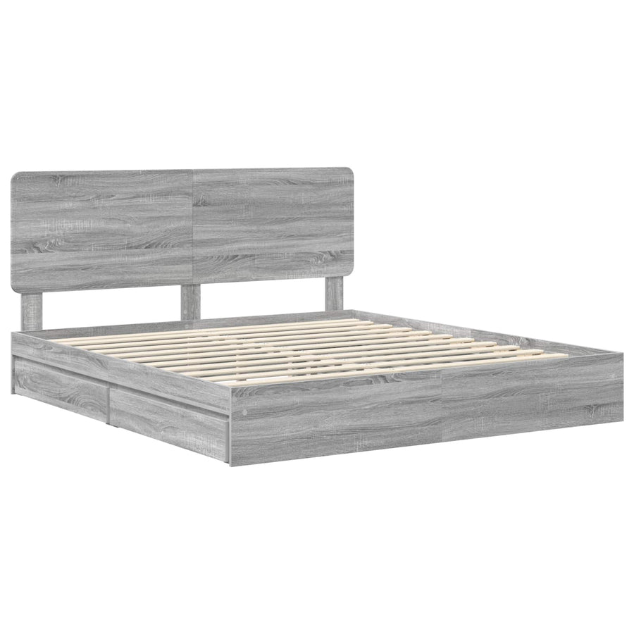 Bedframe met lade Grijs Sonoma 180 x 200 cm Bewerkt hout