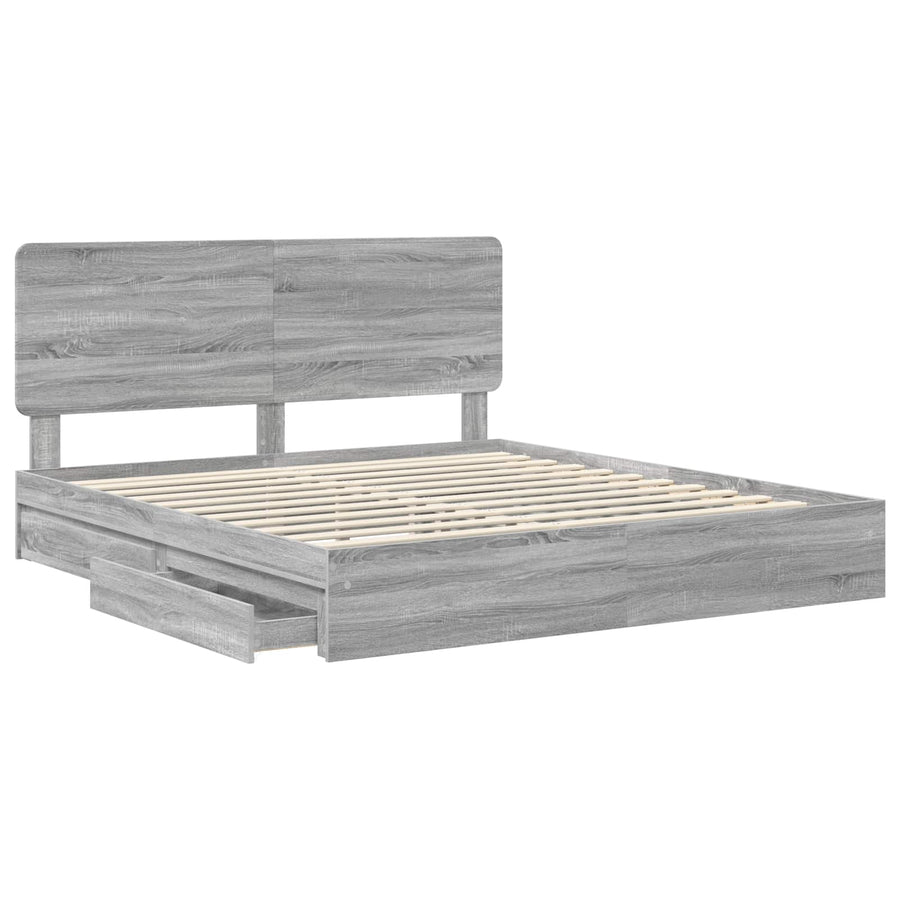 Bedframe met lade Grijs Sonoma 180 x 200 cm Bewerkt hout