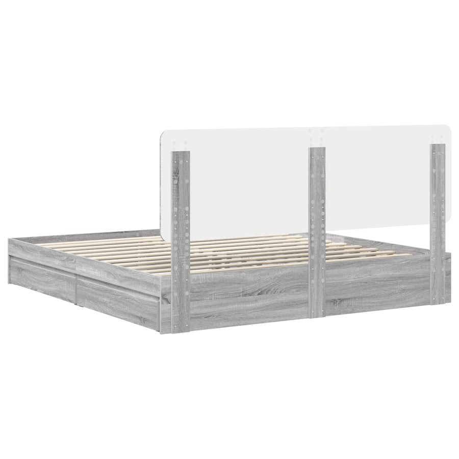 Bedframe met lade Grijs Sonoma 180 x 200 cm Bewerkt hout