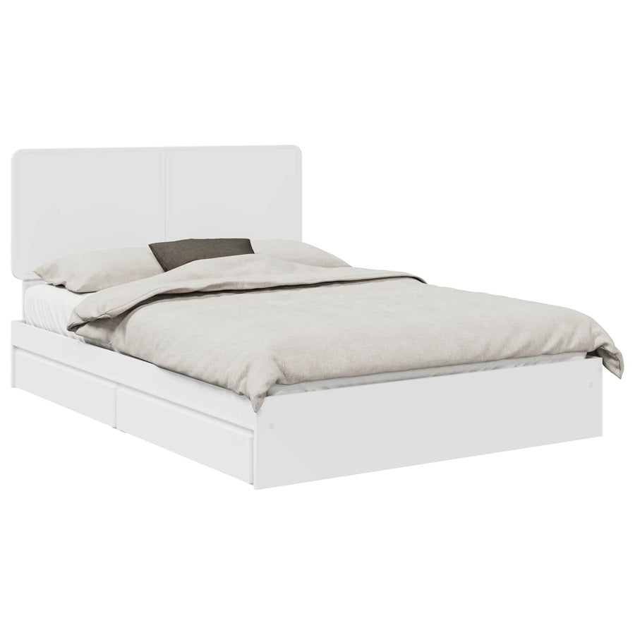 Opslag bed met hoofdeinde Wit 160 x 200 cm Bewerkt hout