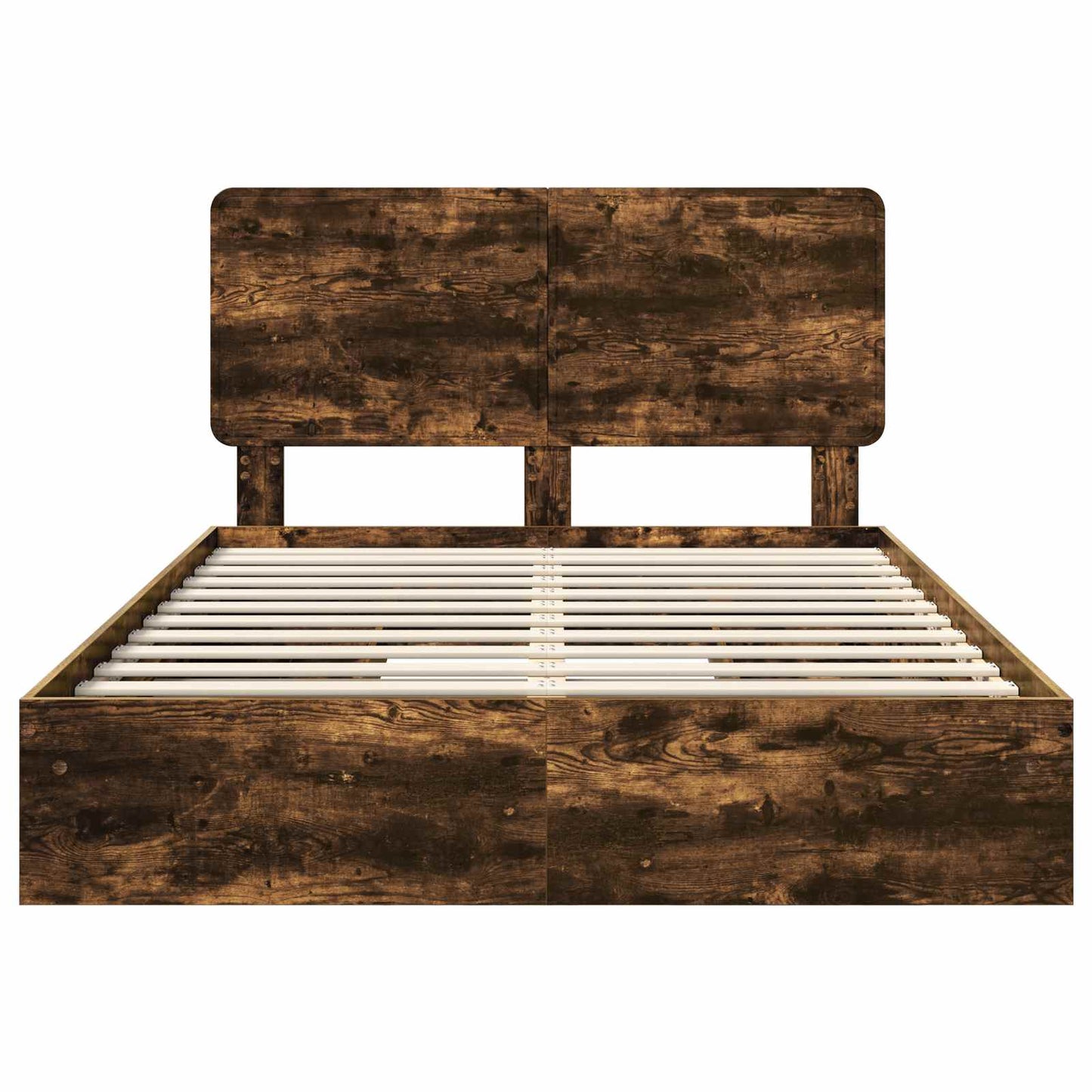 Opslag bed met lade Gerookt eiken 160 x 200 cm Bewerkt hout
