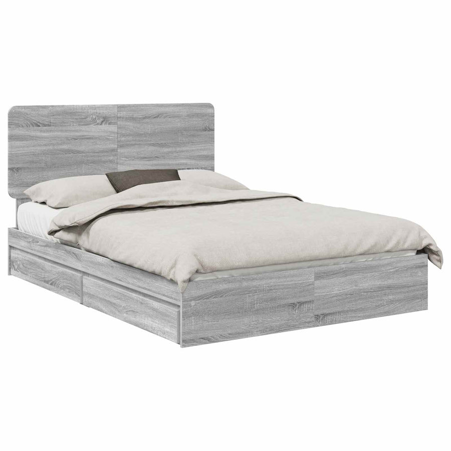 Bedframe met lade Grijs Sonoma 160 x 200 cm Bewerkt hout