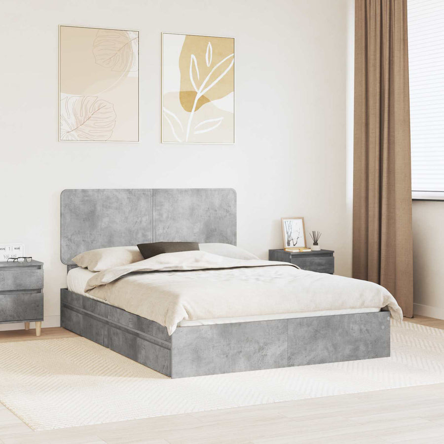 Bedframe met lade Beton Grijs 150 x 200 cm Bewerkt hout