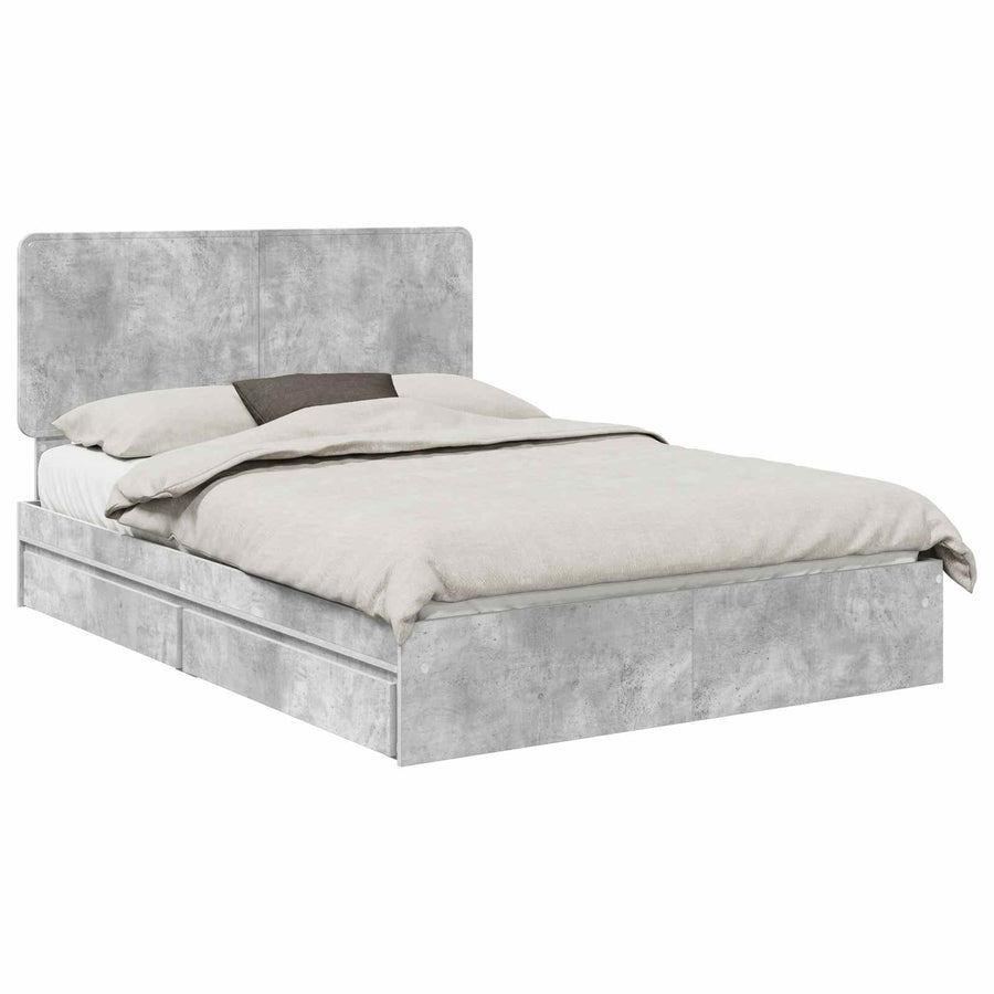 Bedframe met lade Beton Grijs 150 x 200 cm Bewerkt hout