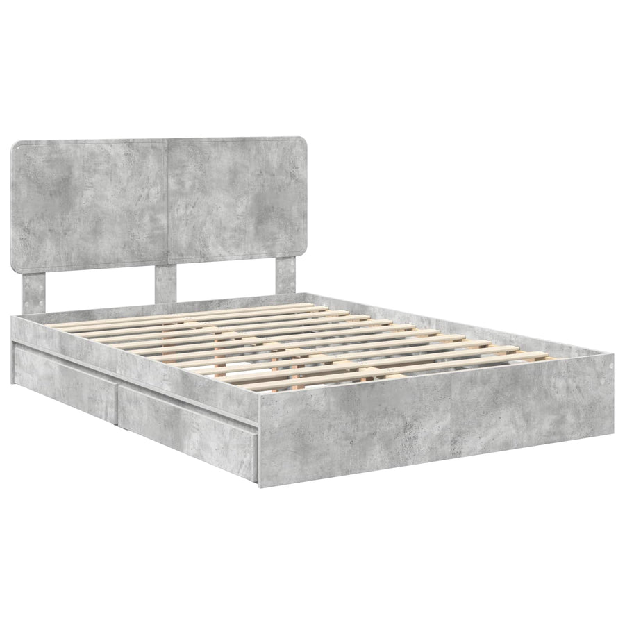 Bedframe met lade Beton Grijs 150 x 200 cm Bewerkt hout