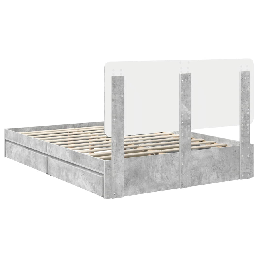 Bedframe met lade Beton Grijs 150 x 200 cm Bewerkt hout