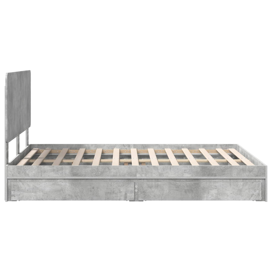 Bedframe met lade Beton Grijs 150 x 200 cm Bewerkt hout