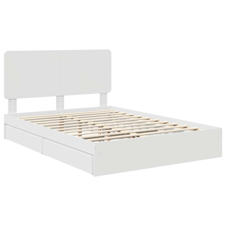 Opslag bed met hoofdeinde Wit 140 x 200 cm Bewerkt hout