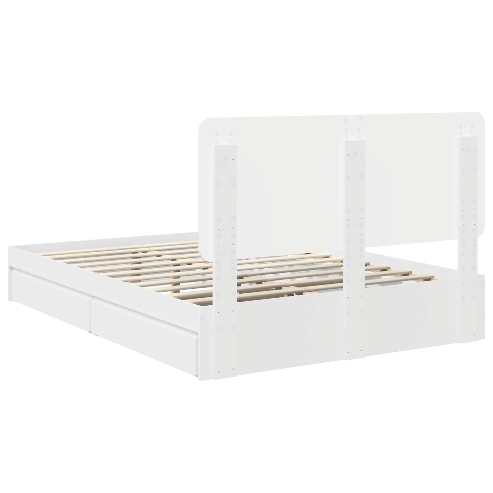 Opslag bed met hoofdeinde Wit 140 x 200 cm Bewerkt hout