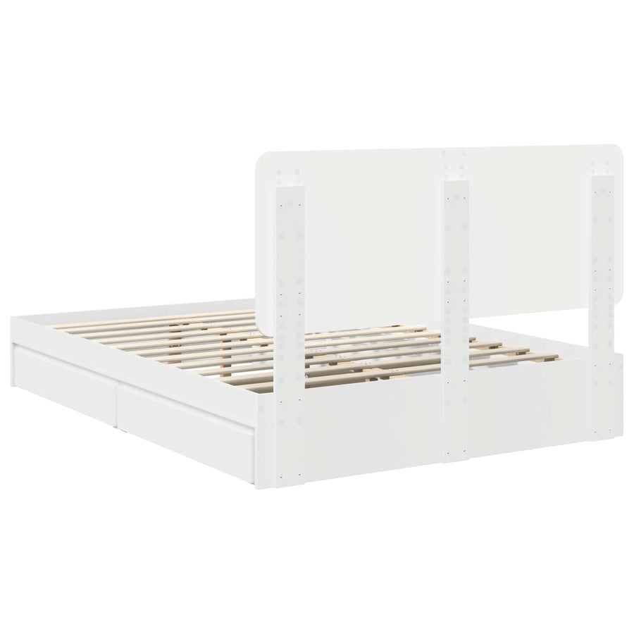 Opslag bed met hoofdeinde Wit 140 x 200 cm Bewerkt hout