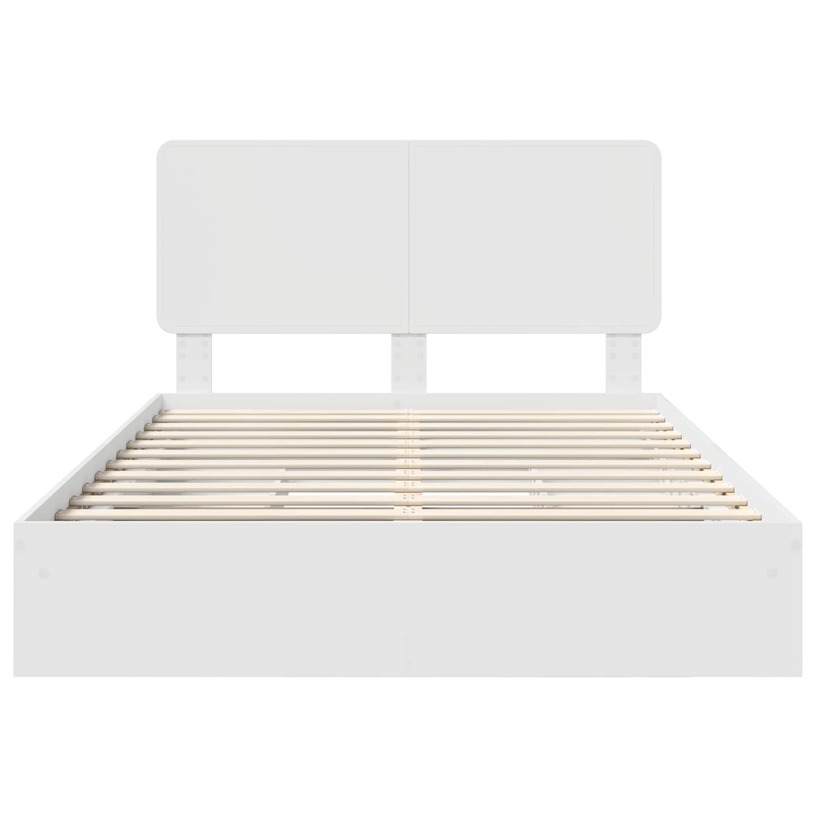 Opslag bed met hoofdeinde Wit 140 x 200 cm Bewerkt hout