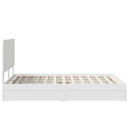 Opslag bed met hoofdeinde Wit 140 x 200 cm Bewerkt hout