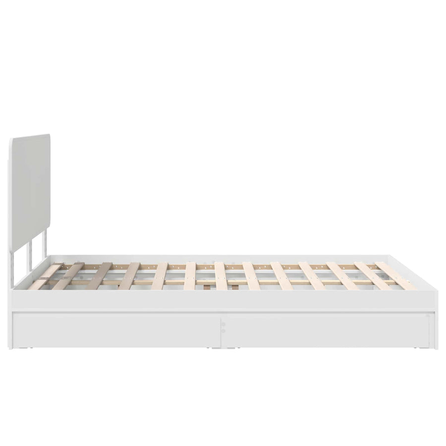 Opslag bed met hoofdeinde Wit 140 x 200 cm Bewerkt hout