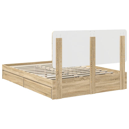 Opslag bed met lade Sonoma Eiken 140 x 200 cm Bewerkt hout