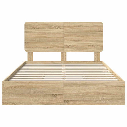 Opslag bed met lade Sonoma Eiken 140 x 200 cm Bewerkt hout