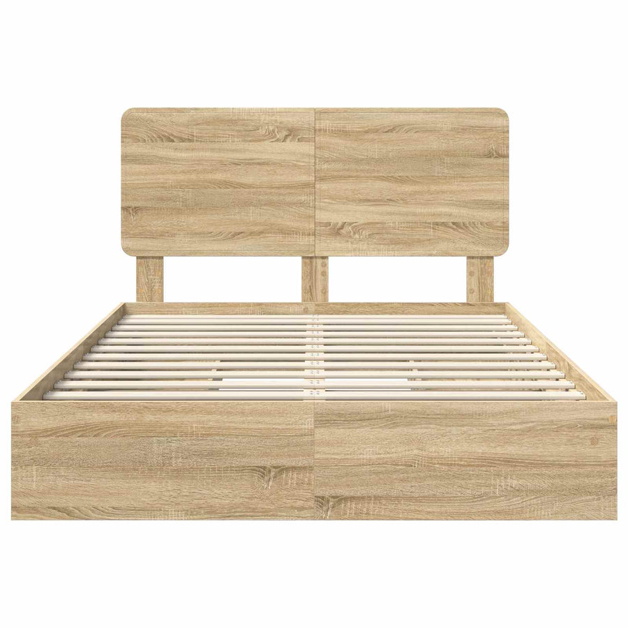 Opslag bed met lade Sonoma Eiken 140 x 200 cm Bewerkt hout
