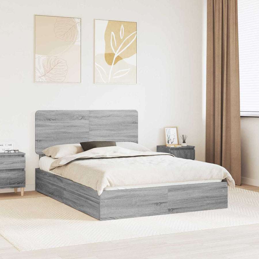 Bedframe met lade Grijs Sonoma 140 x 200 cm Bewerkt hout