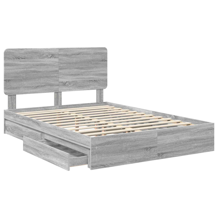 Bedframe met lade Grijs Sonoma 140 x 200 cm Bewerkt hout