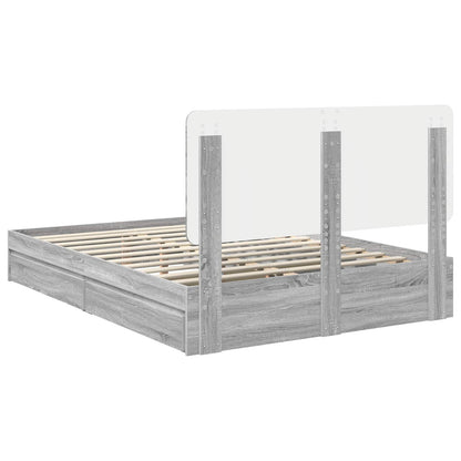 Bedframe met lade Grijs Sonoma 140 x 200 cm Bewerkt hout