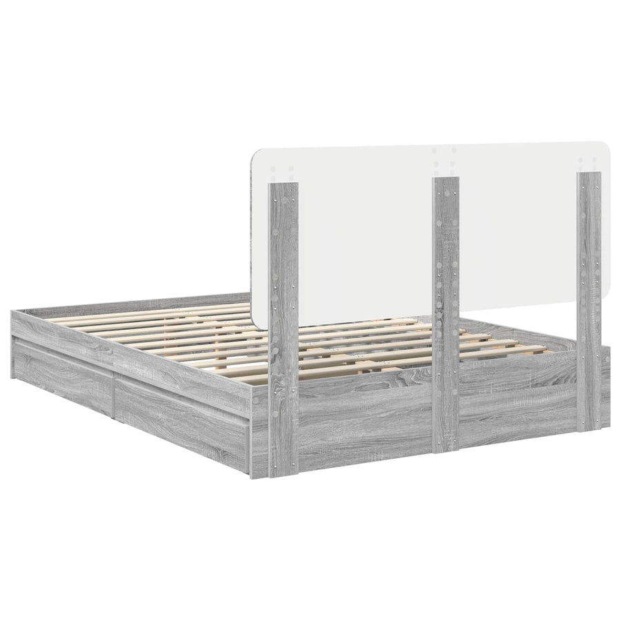 Bedframe met lade Grijs Sonoma 140 x 200 cm Bewerkt hout
