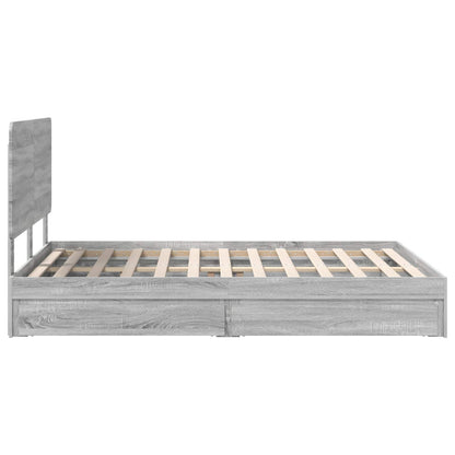 Bedframe met lade Grijs Sonoma 140 x 200 cm Bewerkt hout