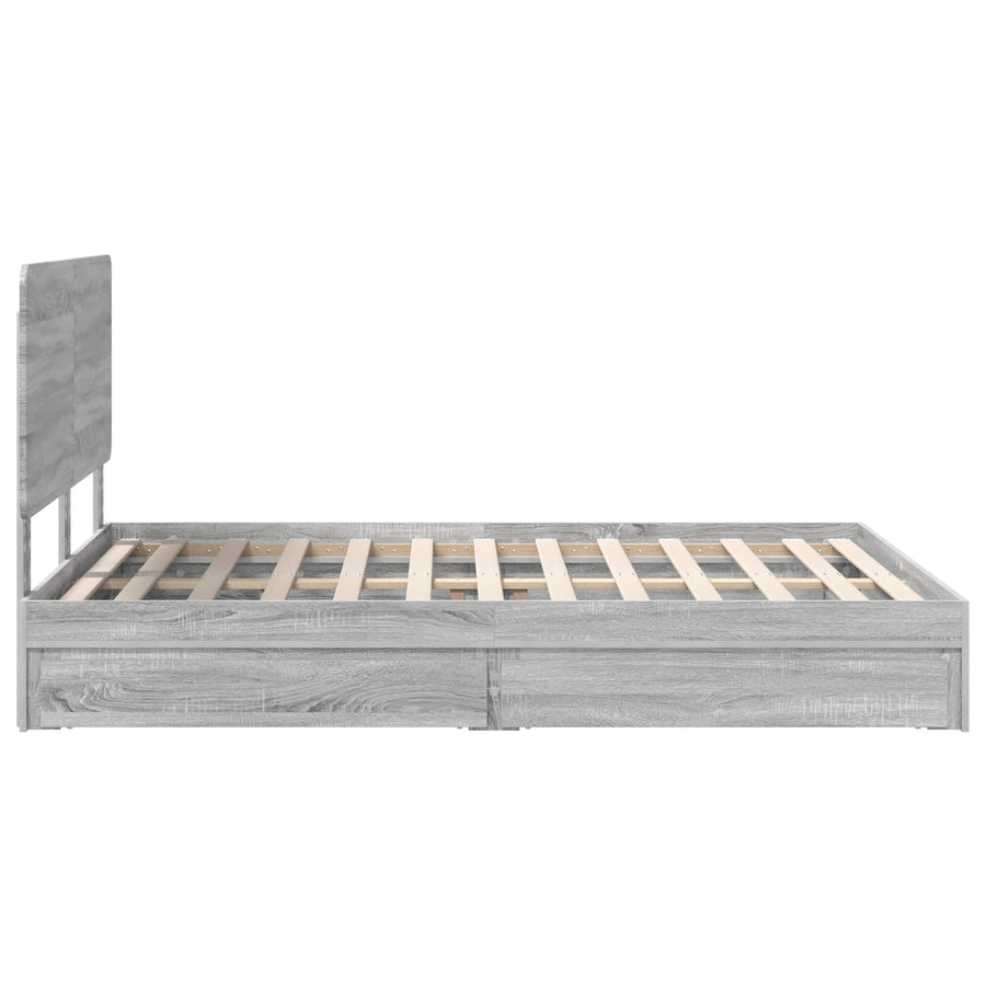 Bedframe met lade Grijs Sonoma 140 x 200 cm Bewerkt hout