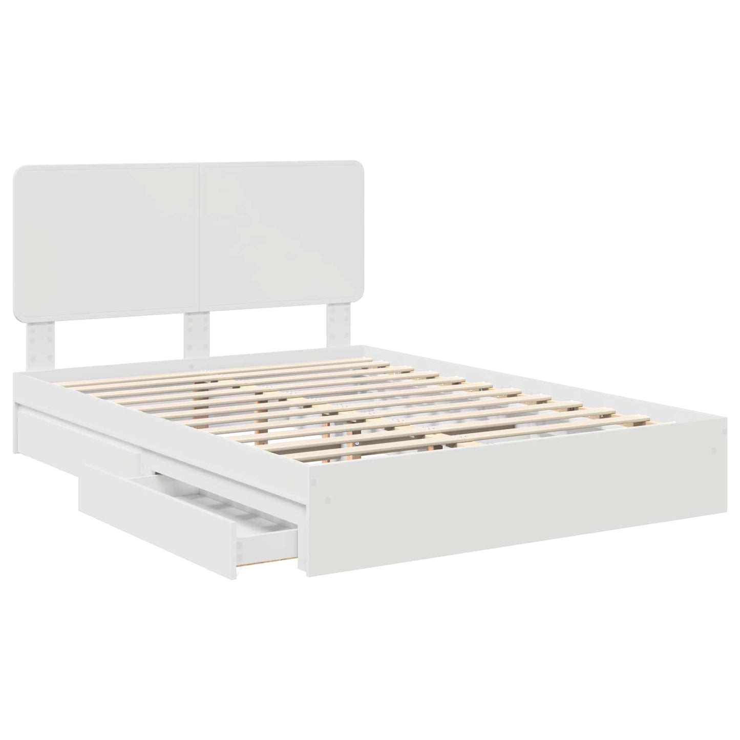 Opslag bed met hoofdeinde Wit 140 x 190 cm Bewerkt hout