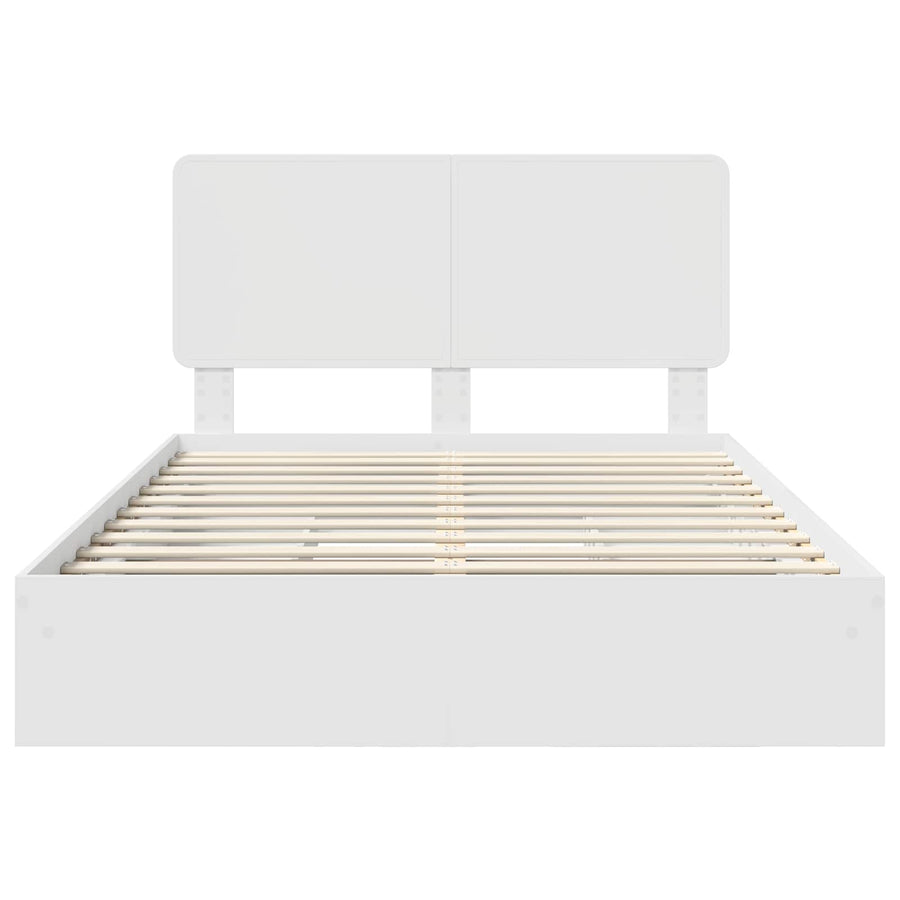 Opslag bed met hoofdeinde Wit 140 x 190 cm Bewerkt hout