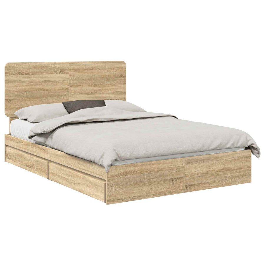 Opslag bed met lade Sonoma Eiken 140 x 190 cm Bewerkt hout